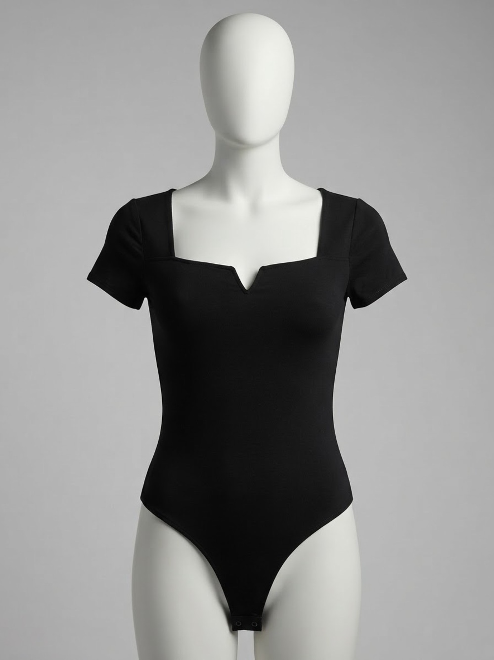 SO Black Short-Sleeve Square-Notch Bodysuit